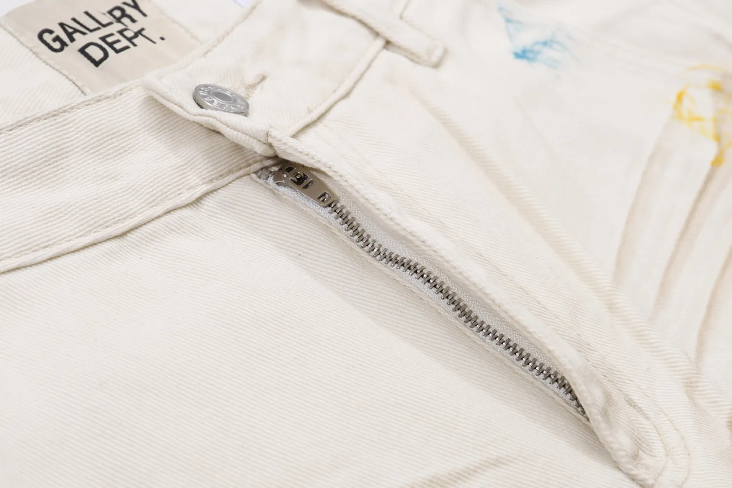 660#Gallery Dept new hand-painted splash-ink mud-dyed distressed style overalls logging pants washed off-white spliced ​​micro-flared jeans beautiful trendy versatile casual pants off-white S~XL P270